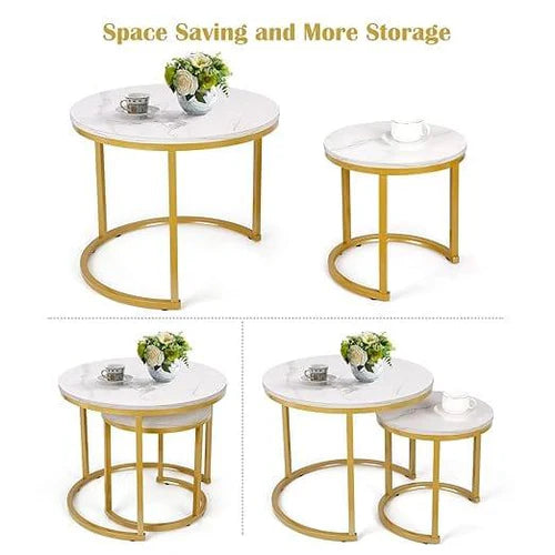 Modern Side Table with Metal Frame-Wooden Crest
