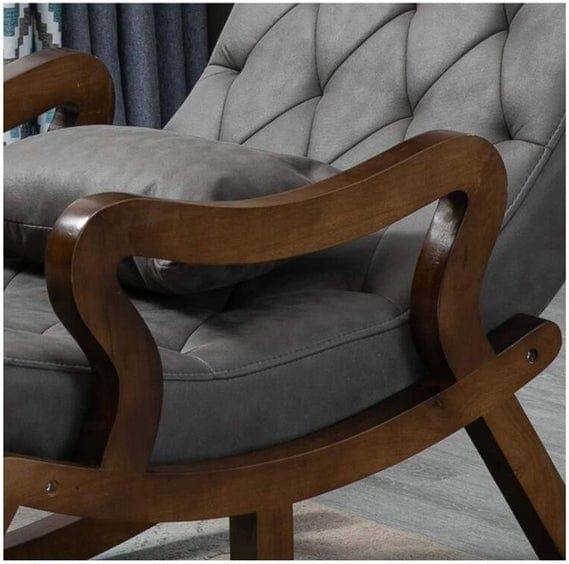 Elegant Wooden Rocking Chair with Footrest-Wooden Crest