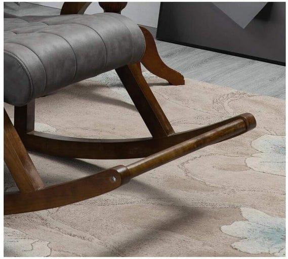 Elegant Wooden Rocking Chair with Footrest-Wooden Crest