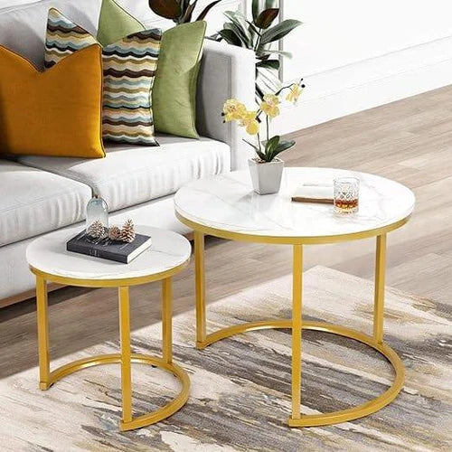 Modern Side Table with Metal Frame-Wooden Crest