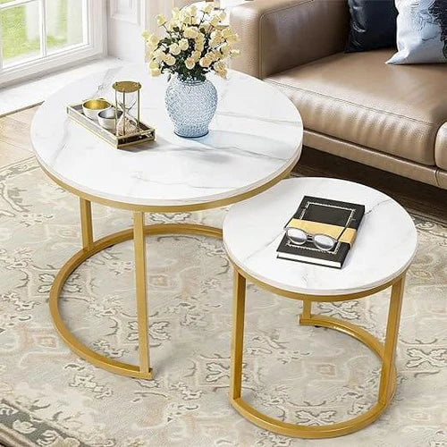 Modern Side Table with Metal Frame-Wooden Crest