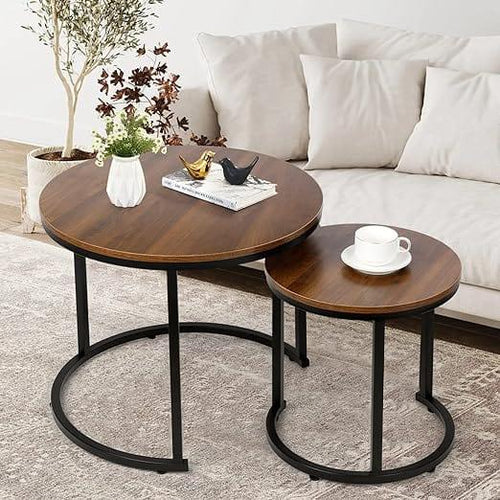 Modern Side Table with Metal Frame-Wooden Crest