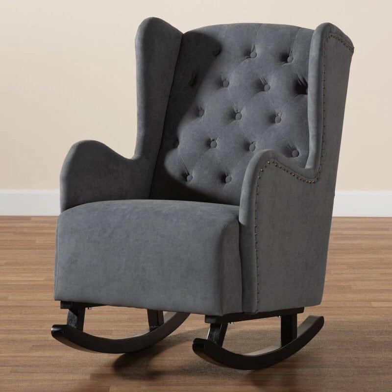 Blige Upholstered Wood Rocking Chair-Wooden Crest