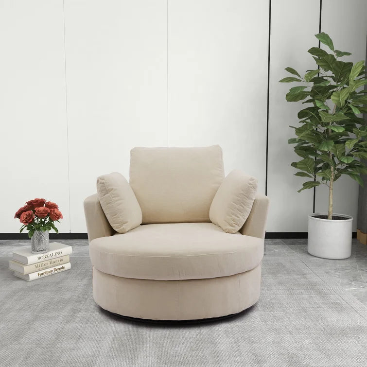 Chemaia Wide Barrel Chair-Wooden Crest