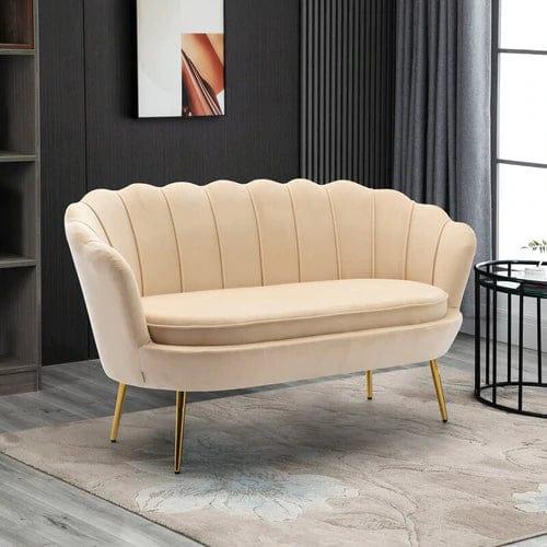 Velvet Flared Arm Loveseat - Elegant and Comfortable Seating for Small Spaces-Wooden Crest