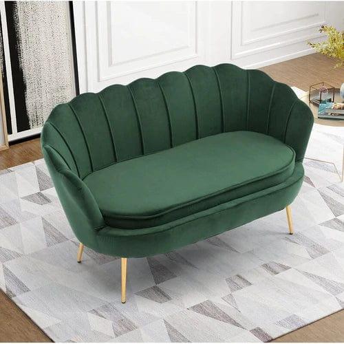 Velvet Flared Arm Loveseat - Elegant and Comfortable Seating for Small Spaces-Wooden Crest