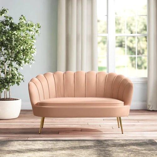 Velvet Flared Arm Loveseat - Elegant and Comfortable Seating for Small Spaces-Wooden Crest