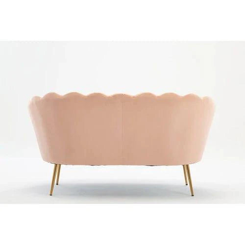Velvet Flared Arm Loveseat - Elegant and Comfortable Seating for Small Spaces-Wooden Crest