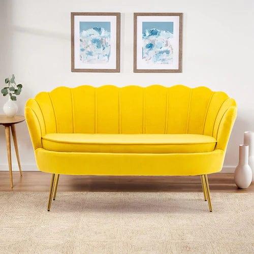Velvet Flared Arm Loveseat - Elegant and Comfortable Seating for Small Spaces-Wooden Crest