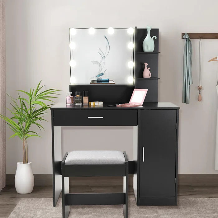 Dasher Vanity Dressing Table with Storage-Wooden Crest