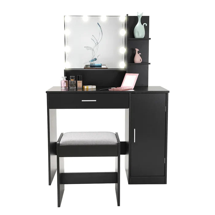 Dasher Vanity Dressing Table with Storage-Wooden Crest