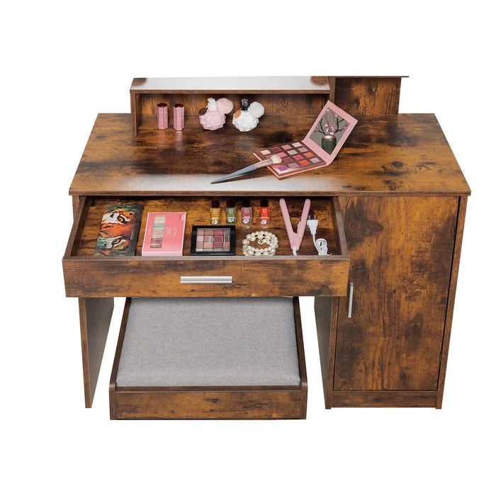 Dasher Vanity Dressing Table with Storage-Wooden Crest