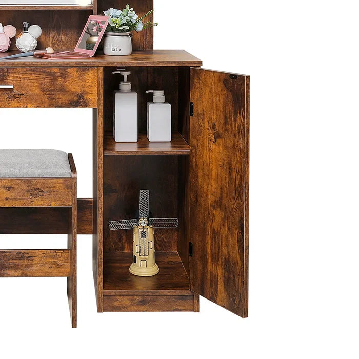 Dasher Vanity Dressing Table with Storage-Wooden Crest