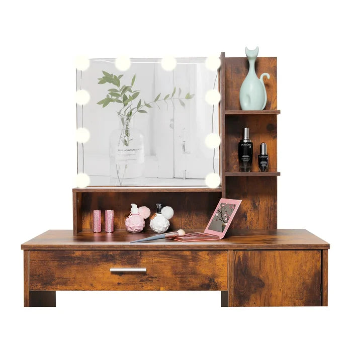 Dasher Vanity Dressing Table with Storage-Wooden Crest