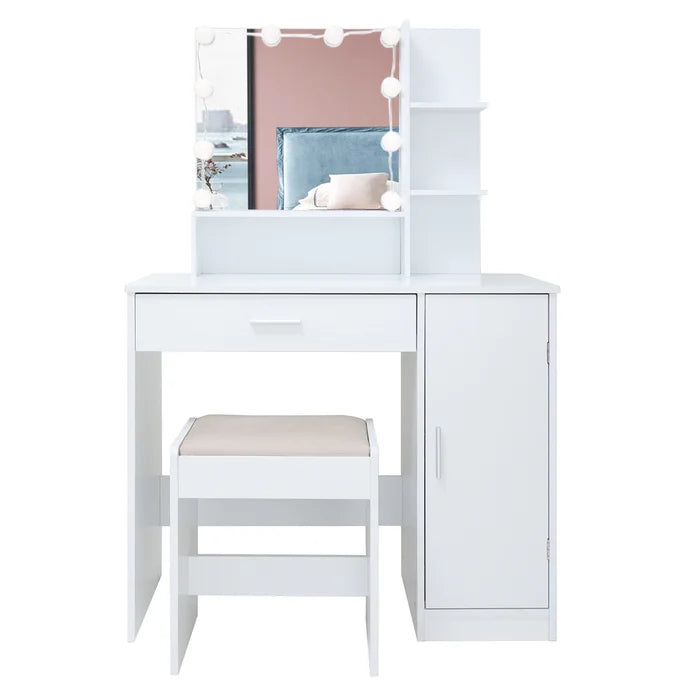 Dasher Vanity Dressing Table with Storage-Wooden Crest