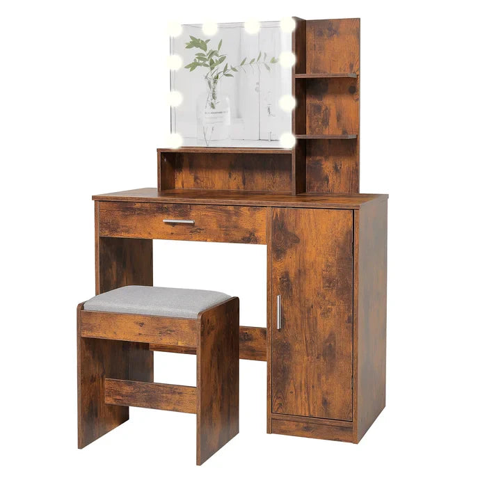 Dasher Vanity Dressing Table with Storage-Wooden Crest