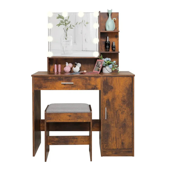 Dasher Vanity Dressing Table with Storage-Wooden Crest