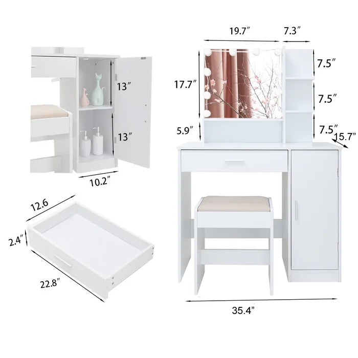 Dasher Vanity Dressing Table with Storage-Wooden Crest