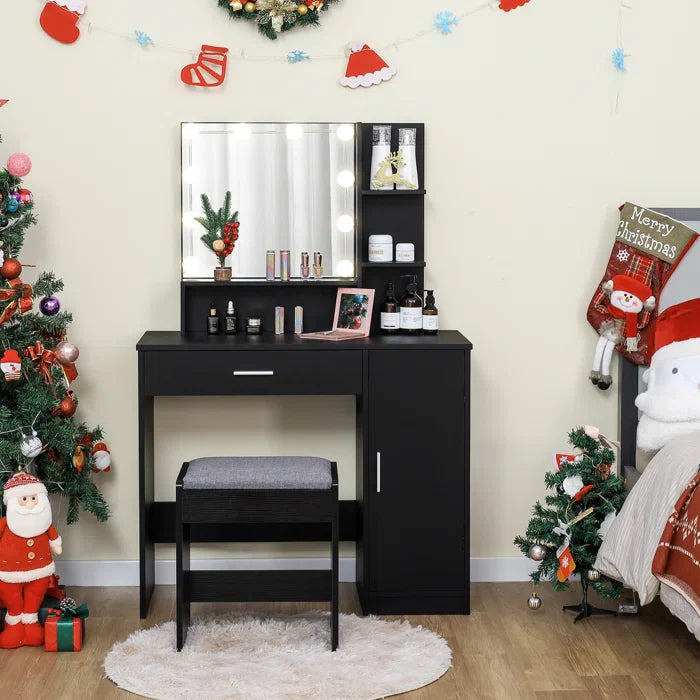 Dasher Vanity Dressing Table with Storage-Wooden Crest