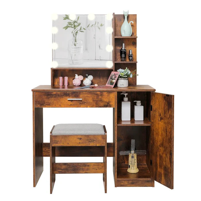 Dasher Vanity Dressing Table with Storage-Wooden Crest
