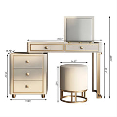 Dirito Vanity Dressing Table with Mirror and Stool-Wooden Crest