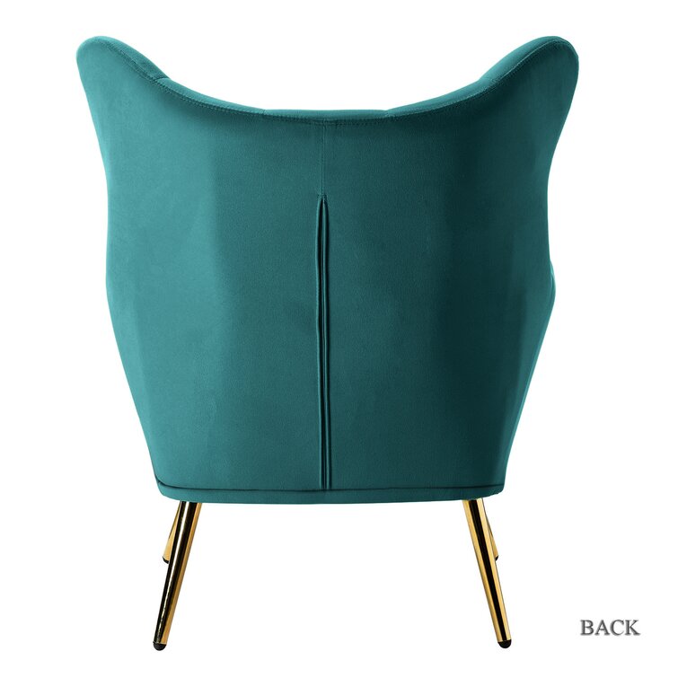 Dowdle Wide Tufted Velvet Wingback Chair-Wooden Crest