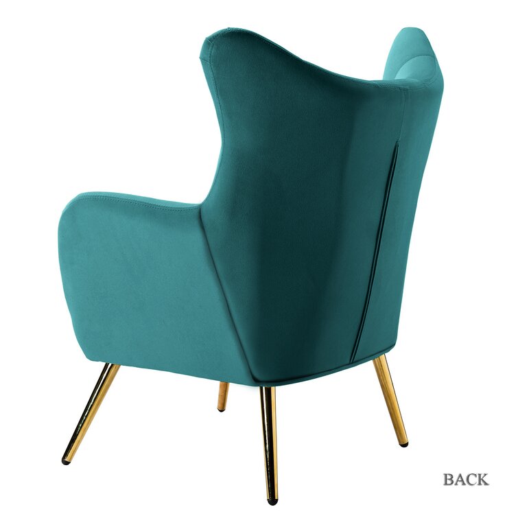 Dowdle Wide Tufted Velvet Wingback Chair-Wooden Crest