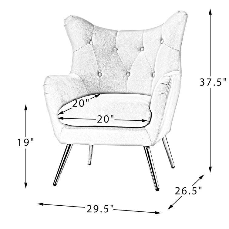 Dowdle Wide Tufted Velvet Wingback Chair-Wooden Crest