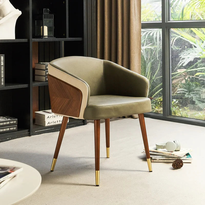 Enrico Upholstered Armchair-Wooden Crest
