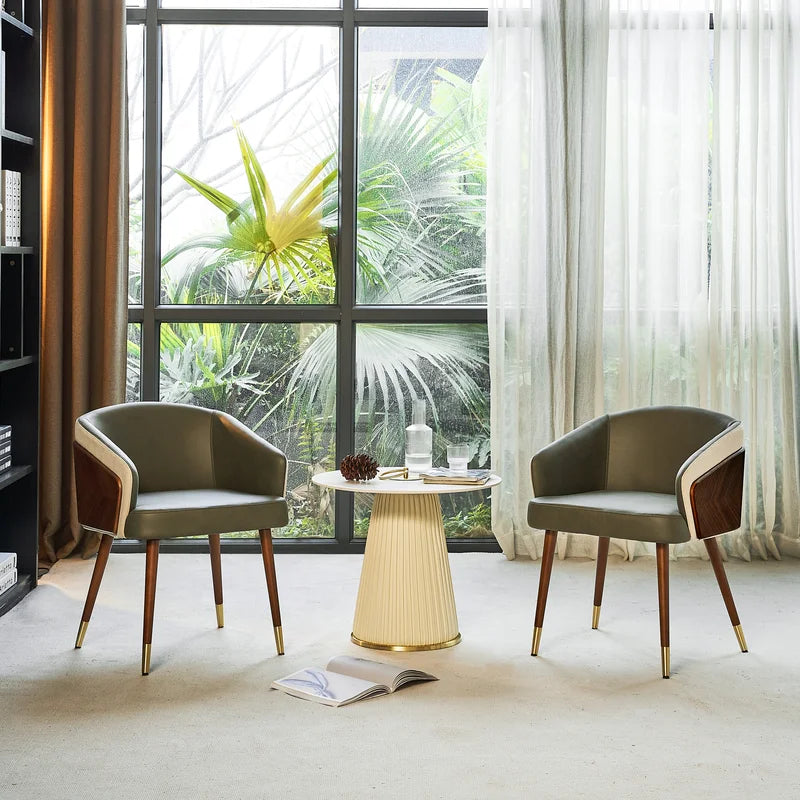 Enrico Upholstered Armchair-Wooden Crest
