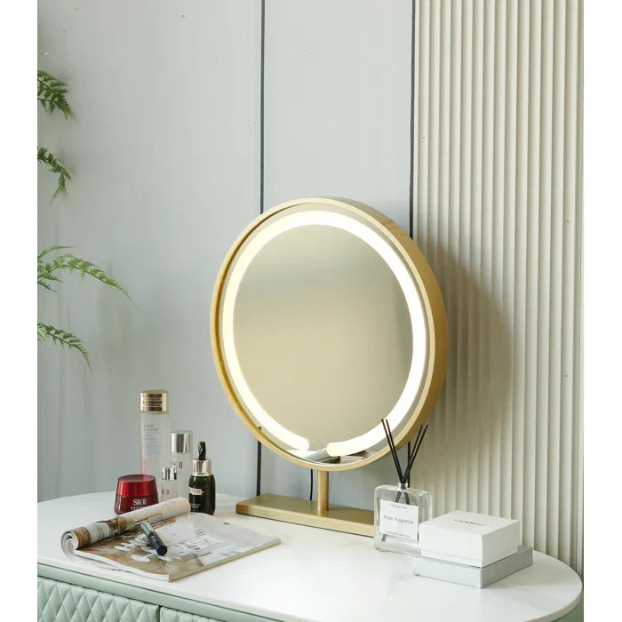 Vanity Dressing Table With Mirror For Bedroom-Wooden Crest