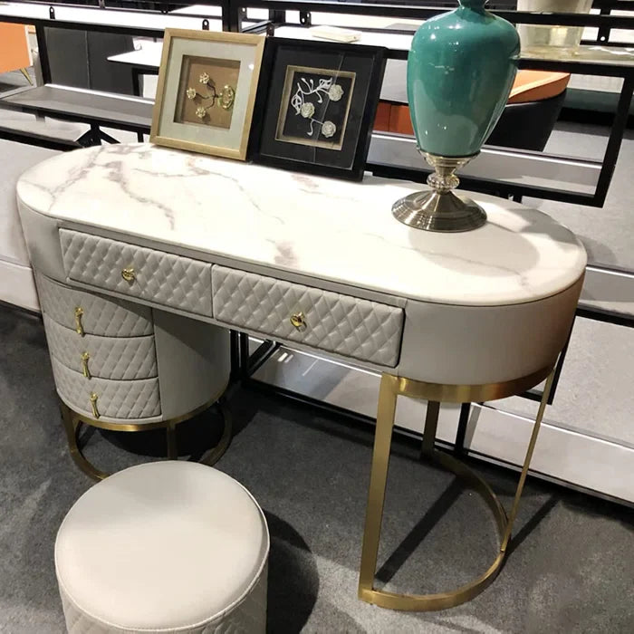 Vanity Dressing Table With Mirror For Bedroom-Wooden Crest