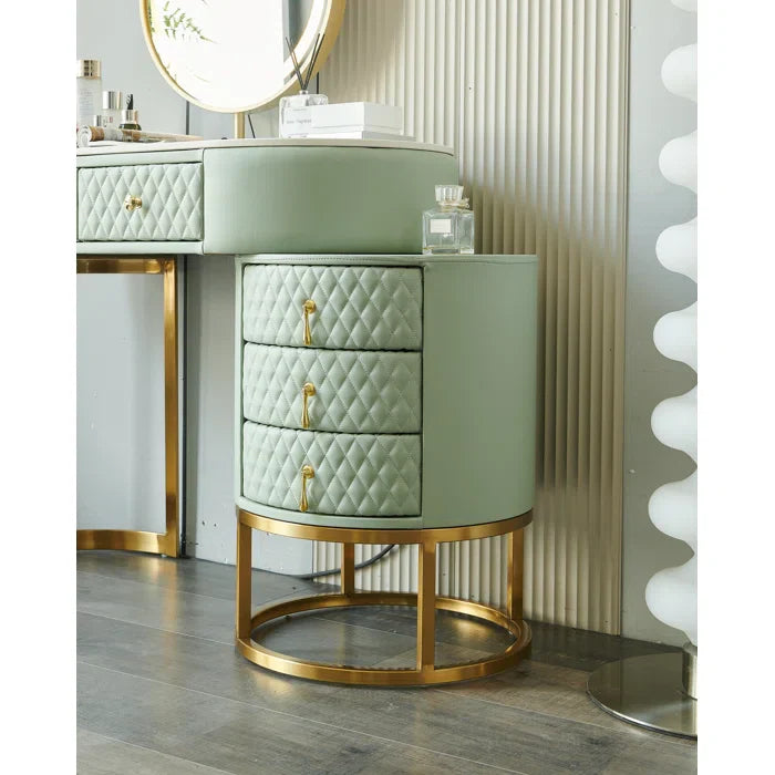 Vanity Dressing Table With Mirror For Bedroom-Wooden Crest