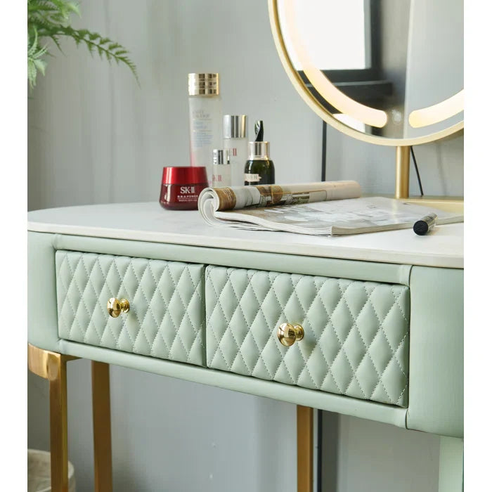 Vanity Dressing Table With Mirror For Bedroom-Wooden Crest