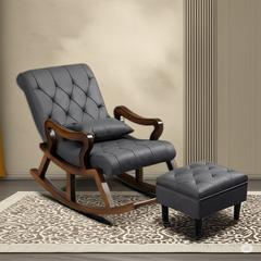 Elegant Wooden Rocking Chair with Footrest