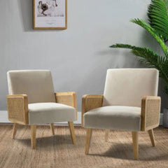Warlick Wide Armchair-Wooden Crest
