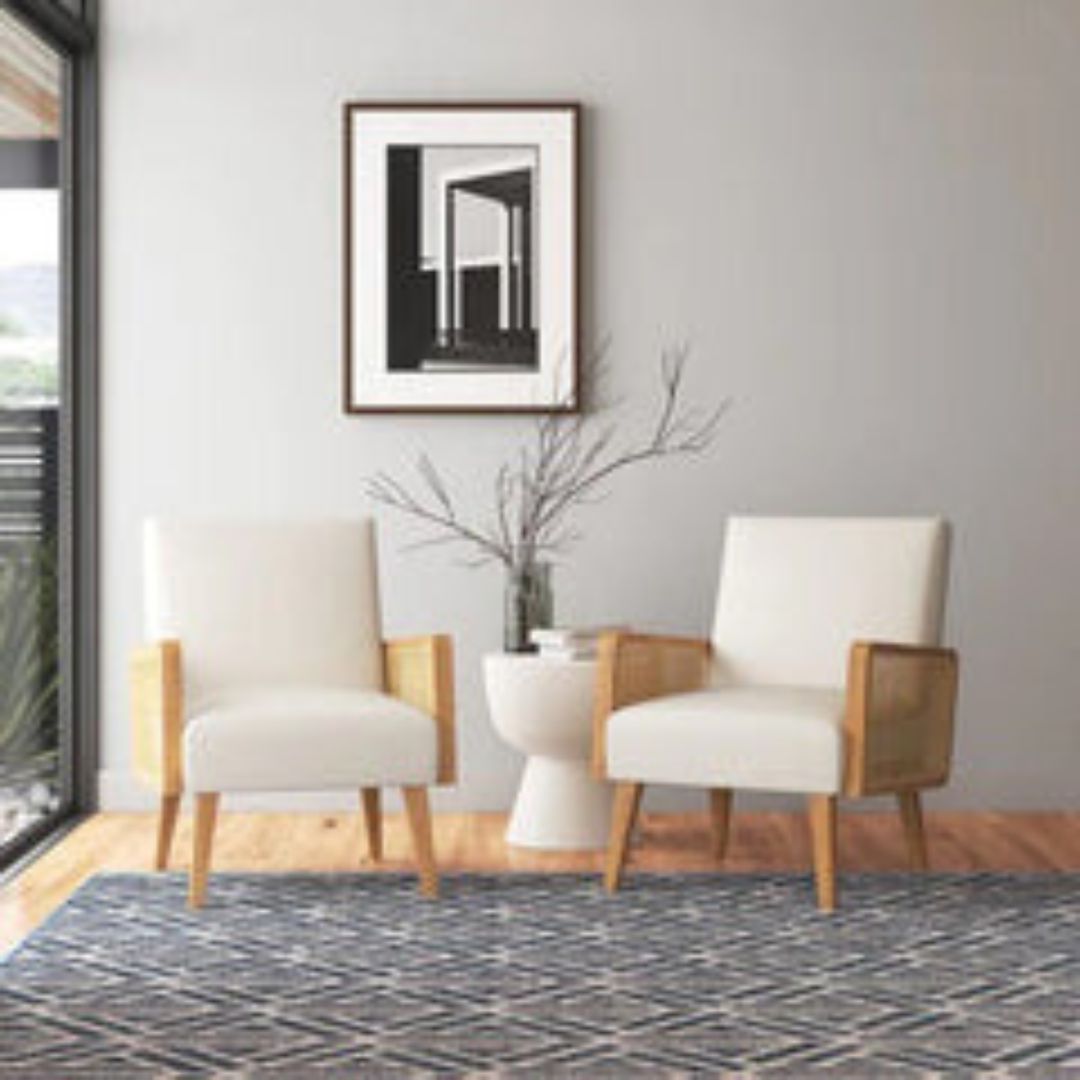 Warlick Wide Armchair-Wooden Crest