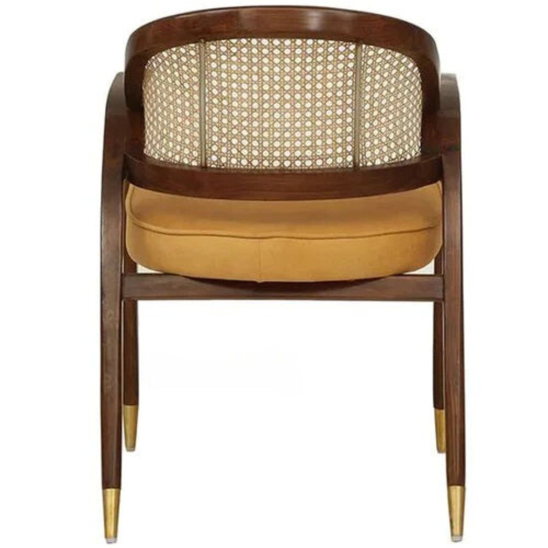 Teak Wood Arm Chair with Walnut Finish-Wooden Crest