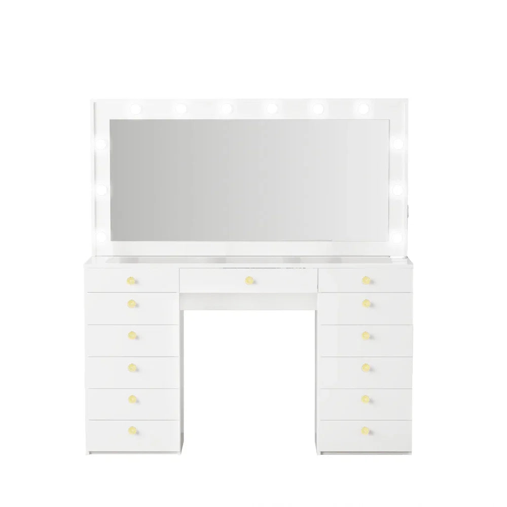 Looks Vanity Dressing Table with Mirror & Lights-Wooden Crest