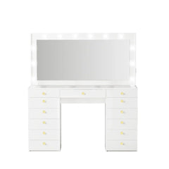 Looks Vanity Dressing Table with Mirror & Lights-Wooden Crest