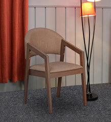 Solid Wood Arm Dining Chair in Brown-Wooden Crest