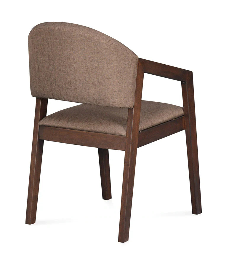 Solid Wood Arm Dining Chair in Brown-Wooden Crest
