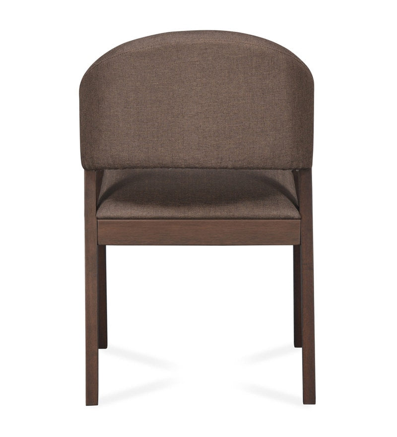 Solid Wood Arm Dining Chair in Brown-Wooden Crest