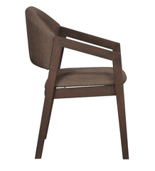 Solid Wood Arm Dining Chair in Brown-Wooden Crest