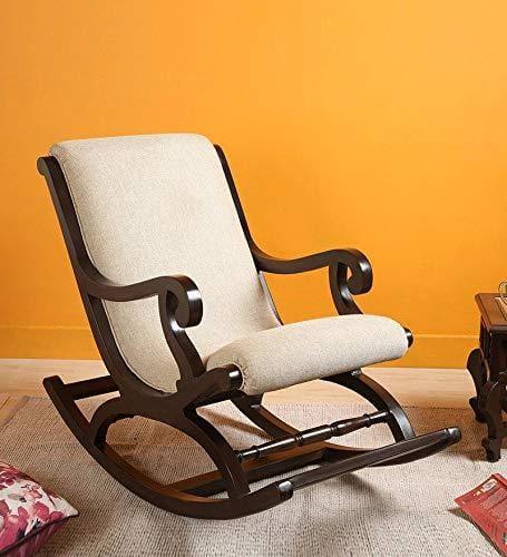 Fritto Rocking Chair – Walnut Color-Wooden Crest
